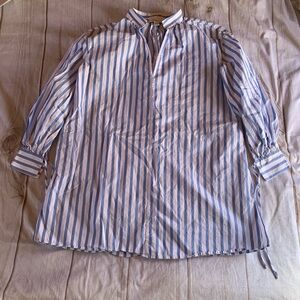 Nordstrom Signature Blue and White Stripe Long Sleeve Tunic Top Size XS